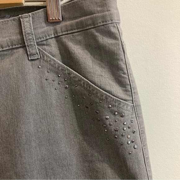 BETTY BARCLAY SZ 12 For Elements Grey Blinged Pockets Jeans Style Pants Trousers - Picture 2 of 9